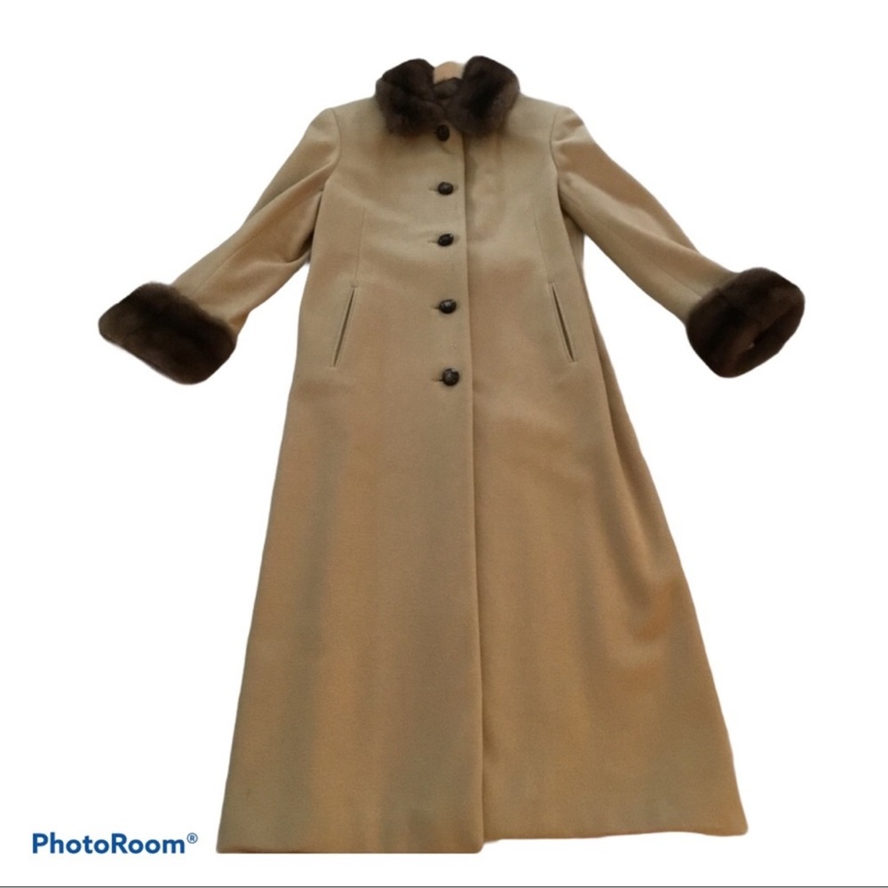 Camel Wool Coat w/ Mah.Mink Trim